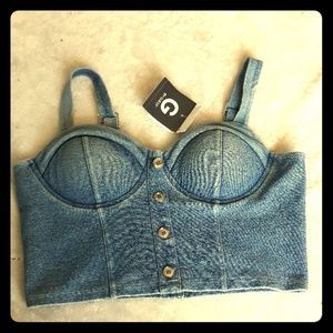 Jean crop top bralette